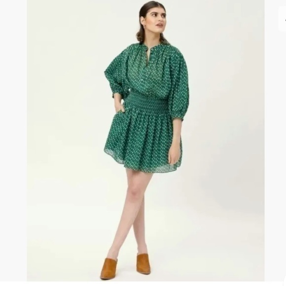 Rebecca Taylor DressIkat Fleur Mini Cotton in Green Floral